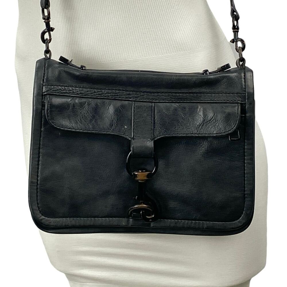 Rebecca Minkoff Mini MAC Black Crossbody Leather Adjustable Satchel Handbag OS